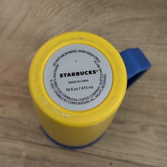 Starbucks Tumbler Korea 2022 SS Summer Yellow Chubby Handle 473ml 16 Oz Hot Cold - Picture 8 of 14